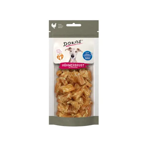 DOKAS Gryzaki dla psów - Mini Filety z kurczaka BIO - 50 g