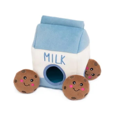 ZippyPaws Zabawka pluszowa NORKA dla psów - MLEKO Z CIASTKAMI