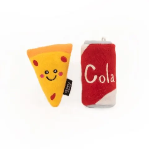ZIPPYCLAWS Pluszowe zabawki z kocimiętką dla kota - PIZZA & COLA