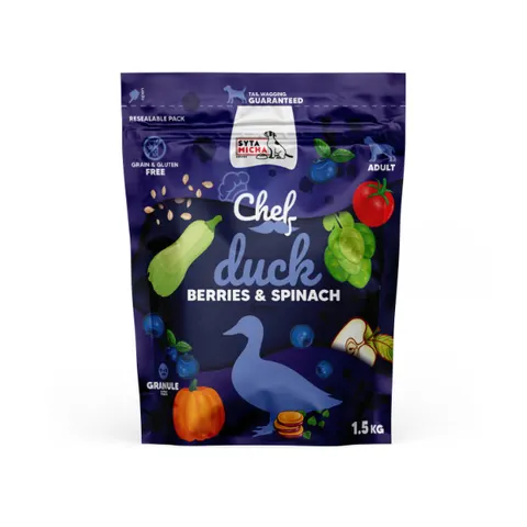 Syta Micha CHEF Kaczka, jagody i szpinak 1,5kg Adult