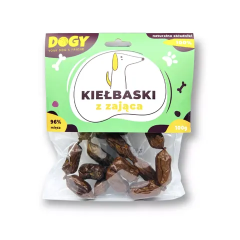DOGY Kiełbaski z zająca - przysmaki dla psa - 100 g