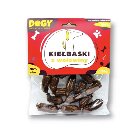 DOGY Kiełbaski z wołowiny - przysmaki dla psa - 100 g