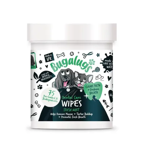 Bugalugs Chusteczki do zębów dla psa i kota Dental Care Wipes - 75 szt.