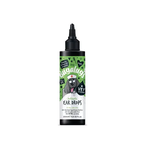 Bugalugs Krople antyseptyczne do czyszczenia uszu psa i kota - 200 ml
