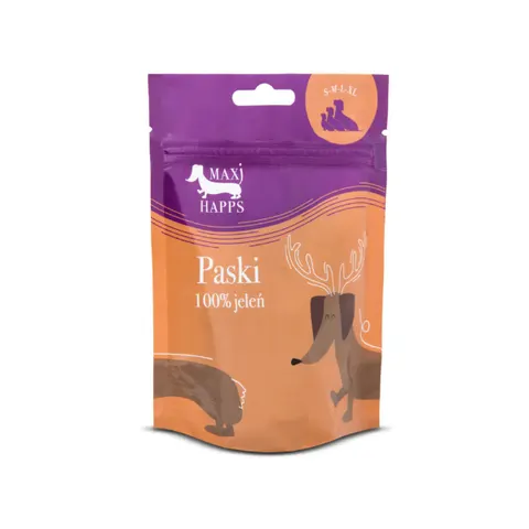 MAXI HAPPS Przysmak paski z jelenia dla psów - 70 g