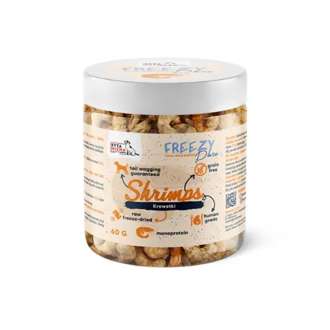 SYTA MICHA FREEZE PURE 100% Liofilizowane krewetki dla psów i kotów - 60 g