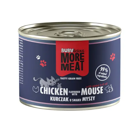 BUBAlicious More Meat karma mokra dla kota Kurczak o smaku Myszy 185g