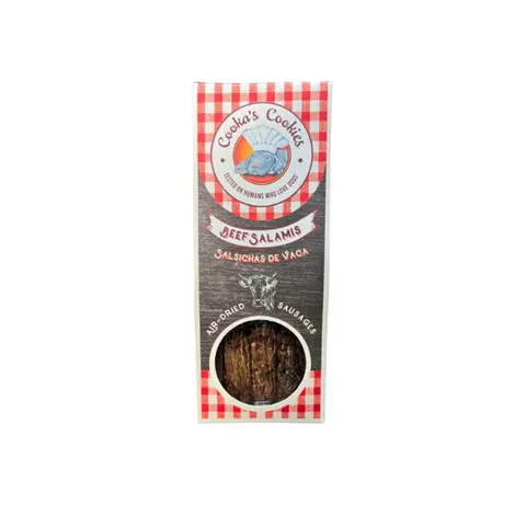Cooka’s Cookies BEEF SALAMIS Kiełbaski wołowe - przysmaki dla psów - 80 G