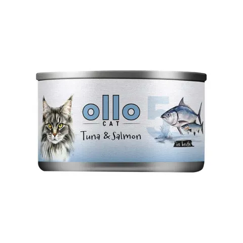 OLLO CAT nr 5 Tuńczyk i łosoś w sosie własnym - karma mokra dla kotów - 70 g