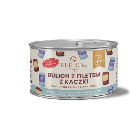 PERRO SOUPS Bulion z filetem z kaczki dla psa i kota - 140 g
