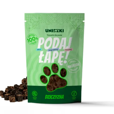 UNISZKI PODAJ ŁAPĘ TRENERKI DLA PSA - DZICZYZNA - 90 g