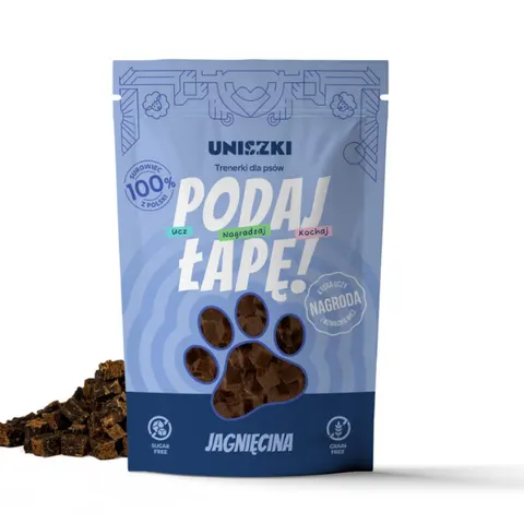 UNISZKI PODAJ ŁAPĘ TRENERKI DLA PSA - Jagnięcina - 90 g