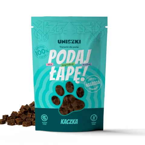 UNISZKI PODAJ ŁAPĘ TRENERKI DLA PSA - kaczka - 90 g