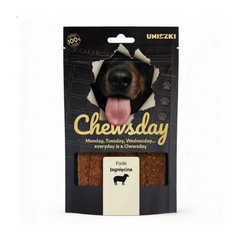 UNISZKI CHEWSDAY Paski - jagnięcina - przysmaki dla psów - 80 g