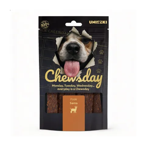 UNISZKI CHEWSDAY Paski - sarna - przysmaki dla psów - 80 g