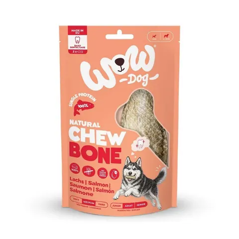WOW DOG Natural Chew Bone Lachs - gryzak ze skóry łososia dla psów - 2szt.