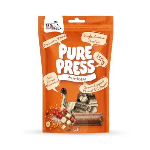 SYTA MICHA Pure Press TURKEY Smaczki tłoczone na zimno - indyk - 150 g