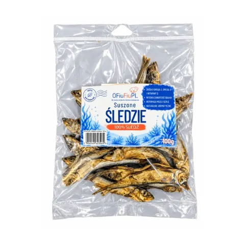 Suszone śledzie - naturalny rybny przysmak dla psa - 100 g