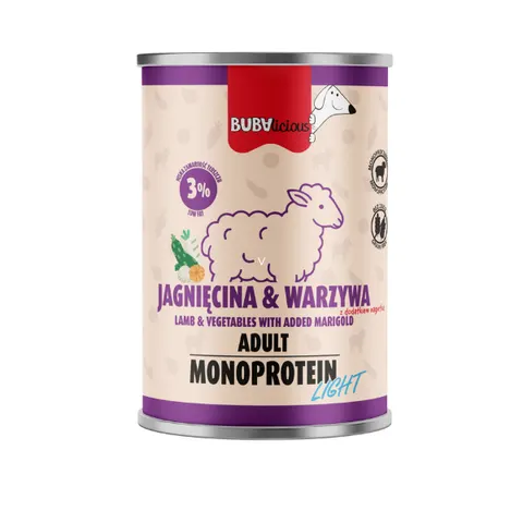 BUBAlicious LIGHT Jagnięcina z warzywami - karma mokra dla psa - 400 g