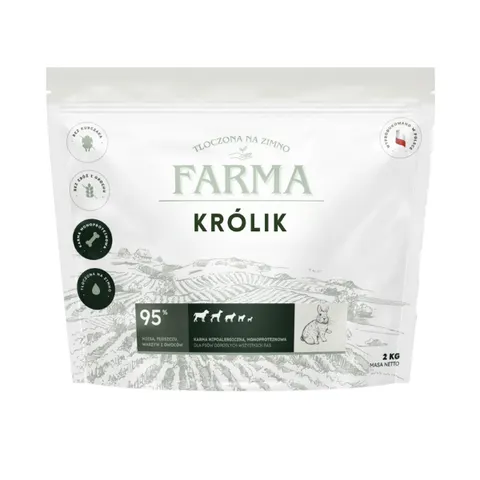 FARMA Karma tłoczona na zimno dla psów - królik