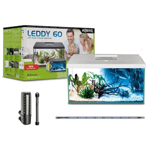 Zestaw Akwarium AQUAEL Leddy Set 60 2.0 DAY&NIGHT 60x30x30 54L BIAŁY