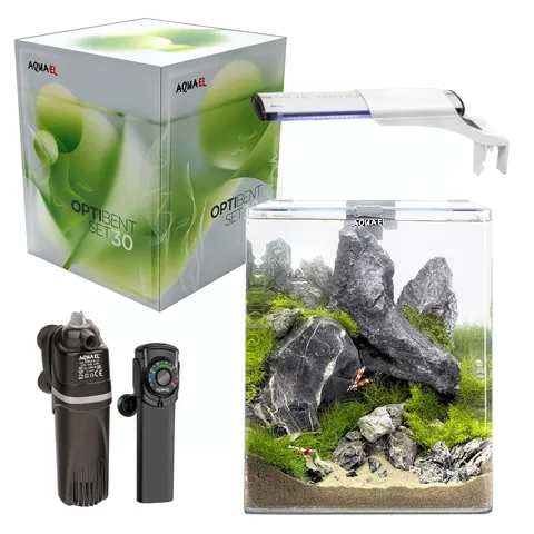 Aquael Akwarium OptiBent Set 30 Day&Night Białe z Giętą Szybą