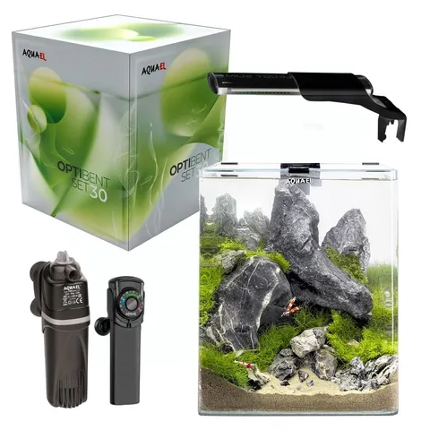 Aquael Akwarium OptiBent Set 30 Day&Night Czarne z Giętą Szybą
