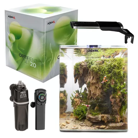 Aquael Akwarium OptiBent Set 20 Day&Night Czarne z Giętą Szybą
