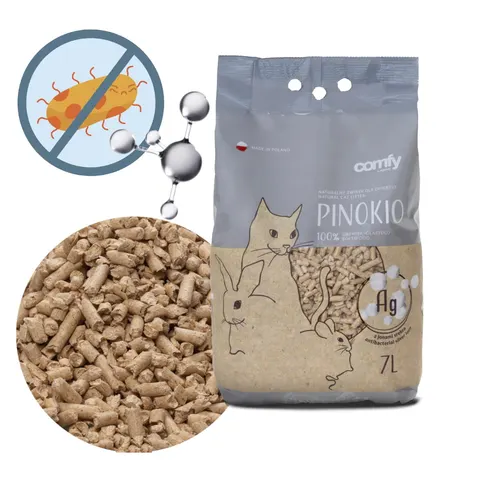 COMFY PINOKIO Żwirek SILVER Drewniany z Jonami Srebra dla Kota Królika 7l