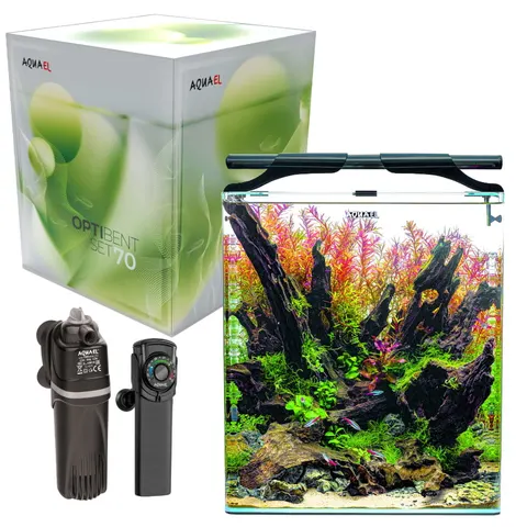 Aquael Akwarium OptiBent Set 70 Day&Night Czarne z Giętą Szybą
