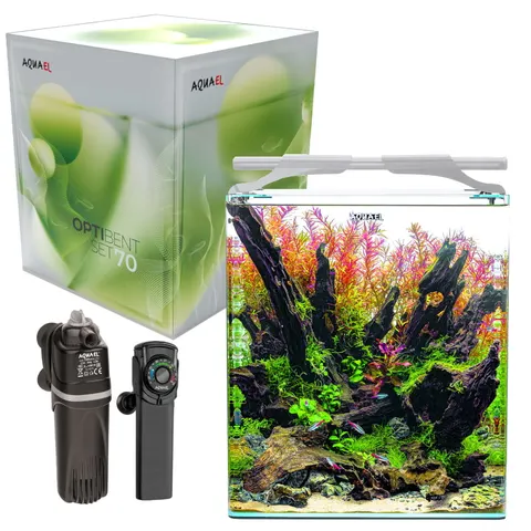 Aquael Akwarium OptiBent Set 70 Day&Night Białe z Giętą Szybą