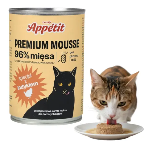 Comfy Appetit Premium Mousse Indyk – Karma Mokra dla Kota 400 g