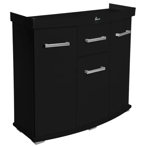 Szafka pod Akwarium Profilowane Owalne Solid 80x35x75cm Czarna