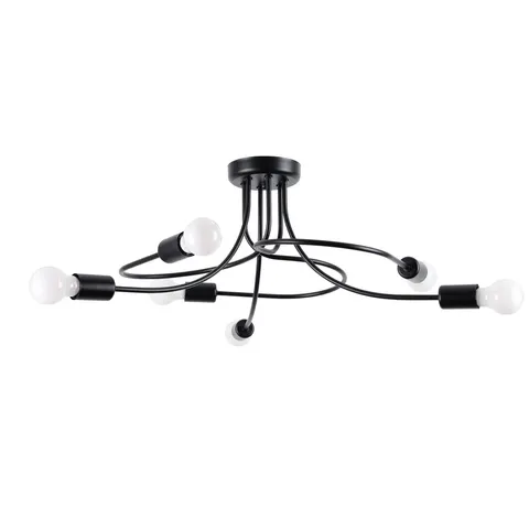 Lampa sufitowa LEVAR 6xE27 czarny Sollux LOFT SL.1456