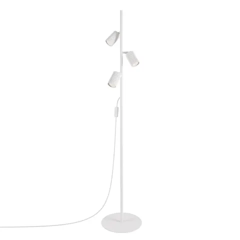 Lampa podłogowa biała 155cm KARBON 3xGU10 ryflowane klosze SL.2014 Sollux