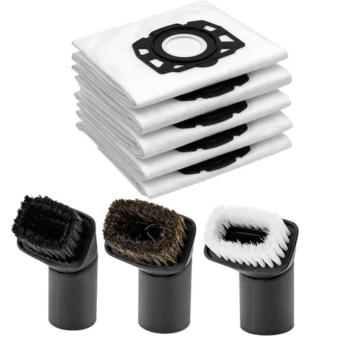 5x Worki z Mikrofibry do Karcher WD4 WD5 WD6 + 3 Ssawki Pędzle