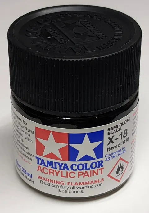 Tamiya X-18 Farba akrylowa SEMI GLOSS BLACK - 23ml
