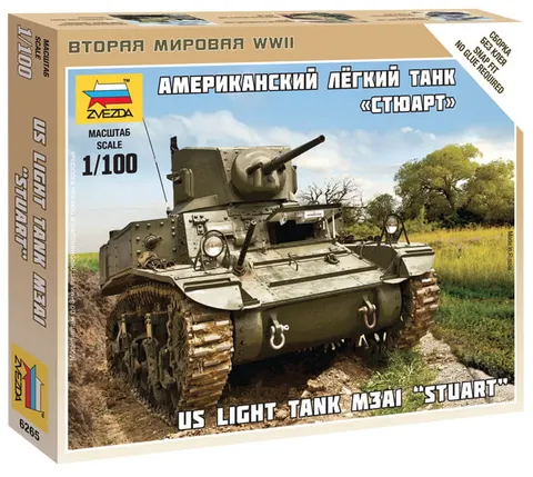 US Light Tank M3 A1 Stuart 1:100 Zvezda 6265