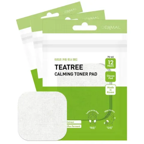 Płatki do twarzy DERMAL TEATREE CALMING Toner Pad 12szt