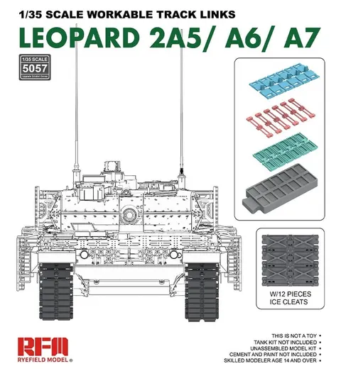 Workable Track Links for Leopard 2A5/A6/A7 1:35 Rye Field Model 5057