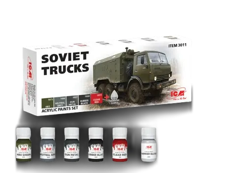 Acrylic paint set for Soviet trucks ICM 3011