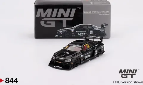 Nissan LB-ER34 Super Silhouette SKYLINE Black (Right-Hand Boxed) 1:64 Mini GT 00844-R