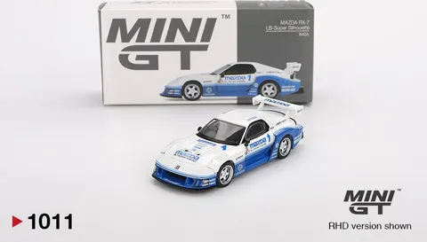 Mazda RX-7 LB-Super Silhouette IMSA White / Blue 1:64 Mini GT 01011