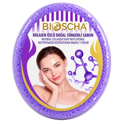 Bioscha Gąbka z Naturalnym Mydłem z Kolagenem 135g