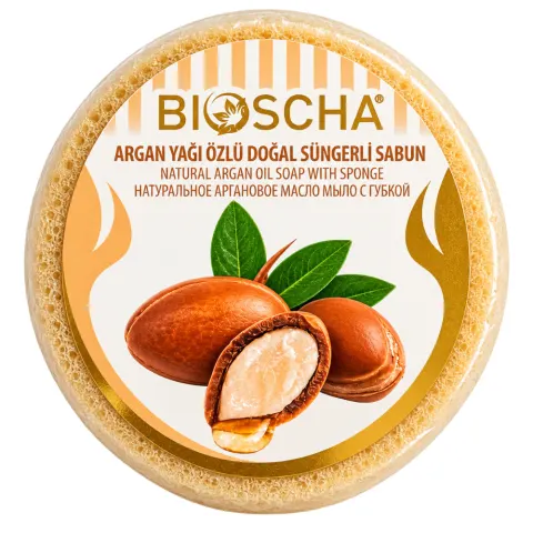Bioscha Gąbka z Naturalnym Mydłem z Olejkiem Arganowym 135g