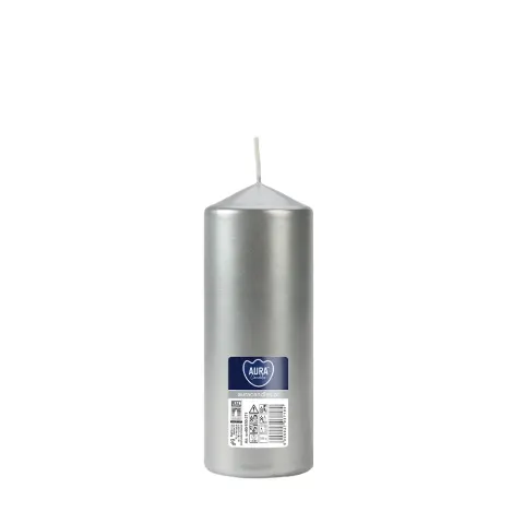 Świeca walec srebrny metalik sw60/150-271