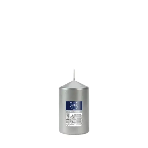 Świeca walec srebrny metalik sw60/100-271