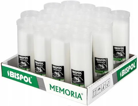 Bispol Memoria p280 wkłady parafinowe do zniczy 75 godzin palenia 20 sztuk