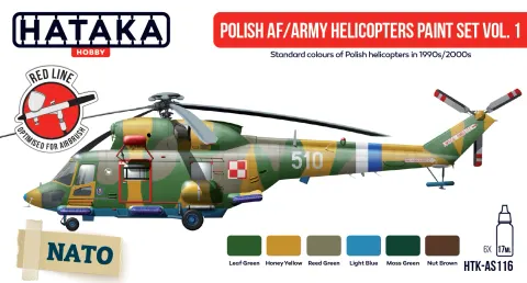 Zestaw farb Polish AF / Army Helicopters paint set vol. 1 6x17ml Hataka AS116