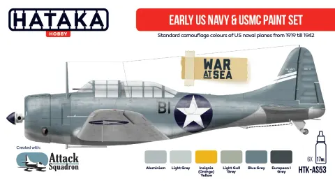 Zestaw farb Early US Navy & USMC 6x17ml Hataka AS53
